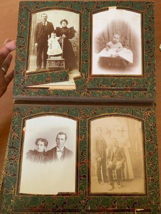 Antique Victorian Velvet W/brass Accents Photo Album With Portrait Photos