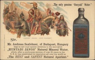 Budapest Hunyadi Mineral Water Bottle Knights Armor Horse Postal Card