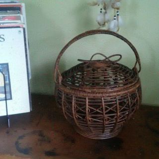 Large Round Intricate Basket With Lid