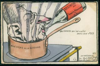 Art Orens Absinthe Satirical Political Humor Caricature 1900s Postcard
