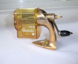 Vintage Mid Century Space Age Futuramic Brass Desk Top Pencil Sharpener