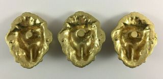 3 Decorative Brass Lion Heads Wall Mount Decor Vintage 2