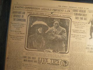 Boxing Jack Johnson Newspaper 1909 Negro With White Wife In Vancouver Bc