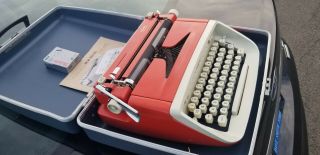 Orange - Red Royal 1960 ' s Safari Portable Typewriter,  Mid - Century Danish Modern 8