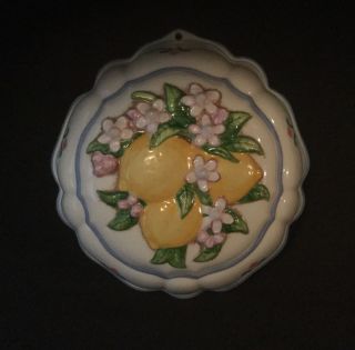 Vintage Franklin Le Cordon Bleu Ceramic Jello Mold Wall Hanging Lemons 1986