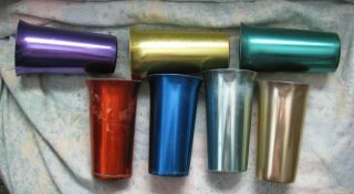 Vintage Color Craft Aluminum Metal Tumblers 10oz Mid Century Set Of 7