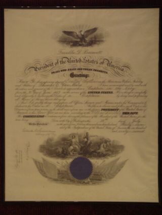 1937 Virginia Senator / Governor Claude A.  Swanson Signed Military Commission