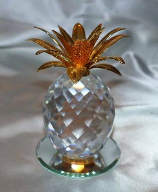 Swarovski Crystal Figurine Large Pineapple Hammered Gold Leaf 7507 Nr 105 001
