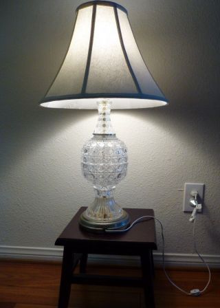 Vintage Tiered Crystal Cut Pressed Glass Table Lamp 19 " High 1940 