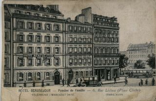 Vintage French Advertising Postcard,  Hotel Beausejour,  Paris,  Edwardian