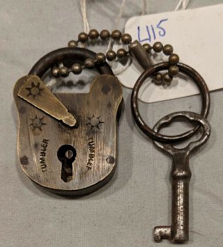 Vintage Miniature Brass Padlock With Key