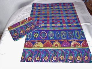 Colorful Vtg Retro Pair Springmaid Percale Pillowcases Op Art Flower Power Vgc