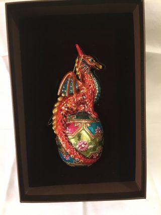 Jay Strongwater Dragon On Egg Ornament