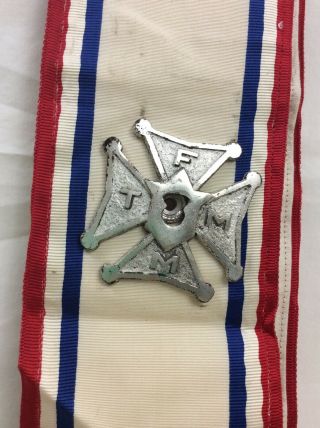 Vintage Knights Of Columbus Ceremonial Sash Tfmm Cross Badge Kofc Logo Patch