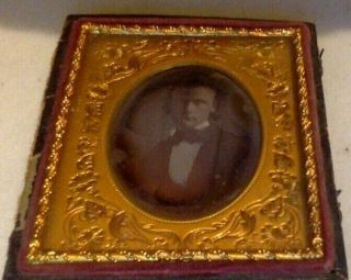 Antique Photograph.  Daguerreotype in Carved Wood.  Young Man. 3