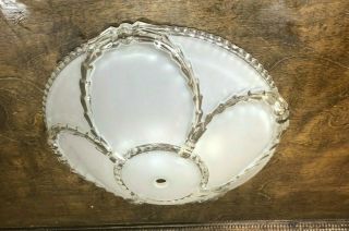 33469 Vintage Art Deco Frosted Glass Ceiling Light Fixture 13 " Glass Shade