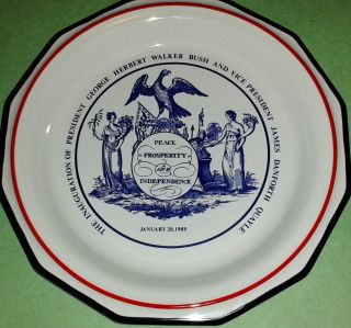 Rare GEORGE H.  W.  BUSH Inauguration Plate by Mottahedeh (1989) 2