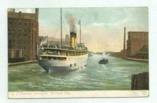 1907 S.  S.  Eastland Steamer Leaving For Michigan City