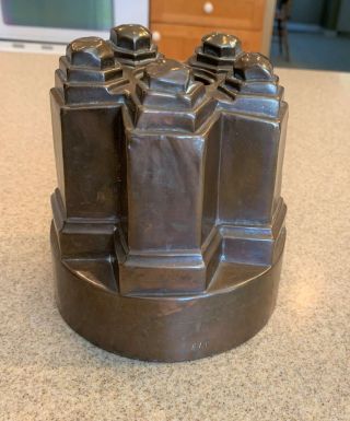Antique Copper Baking Pudding Tower Mold/mould Marked