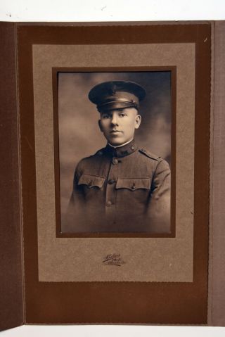 Antique Wwi Photo Young American Soldier In Uniform Proud Portrait