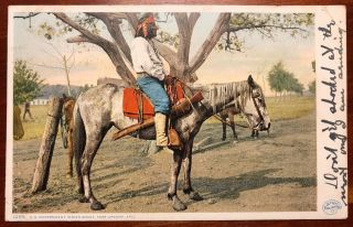 Us Government Indian Scout Fort Apache Arizona Litho 1908 Detroit Publ Phostint