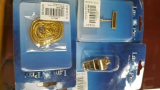 Law Pro Gold Police Whistle,  Chain,  And Hook