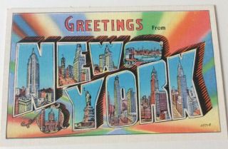 Big Letter Vintage Postcard Greetings From York