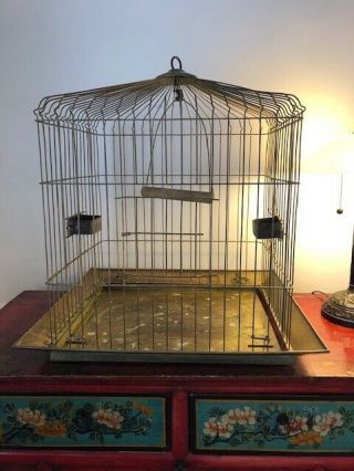 Antique Hendryx Brass Bird Cage Huge Gorgeous
