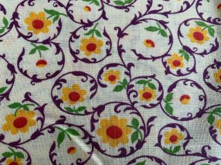Vintage White With Purple,  Yellow & Red Floral Print Feedsack No Longer A Sack 3