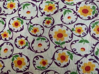 Vintage White With Purple,  Yellow & Red Floral Print Feedsack No Longer A Sack 4