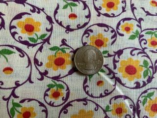 Vintage White With Purple,  Yellow & Red Floral Print Feedsack No Longer A Sack 5