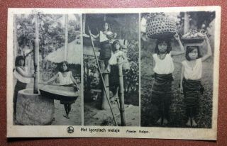 Old Postcard Lebbeke Stamp 1928 Philippines " Missien Van Scheut Igorotsch Girls
