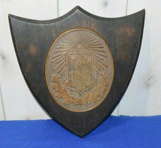 Zeta Psi Wall Plaque Fraternity Coat Of Arms Metal Wood Large Shield Tau Kapa