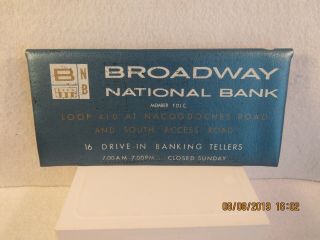 Small Check Size Bank Deposit Bag Broadway Bank,  Blue Velcro Flap