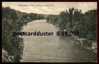 098 - WASAGA BEACH Ontario Postcard 1910s Nottawasaga River by Evans Advertising 2