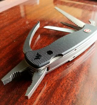 LARGE WENGER DELEMONT SWISS ARMY MULTI TOOL KNIFE,  SAW,  PLIERS,  FILE,  ETC. 2