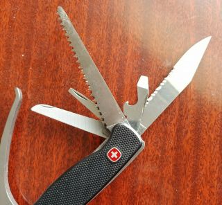 LARGE WENGER DELEMONT SWISS ARMY MULTI TOOL KNIFE,  SAW,  PLIERS,  FILE,  ETC. 4