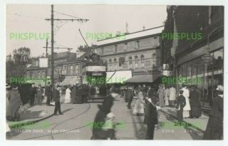 Old Tram Postcard Station Road Croydon Surrey C.  H Price Real Photo Vintage 1930s