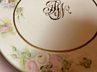 RARE Antique 1912 T&V Limoges Charger Platter Hand Painted Roses Signed 13 1/2 