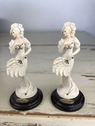 2 Miniature Giuseppe Armani 1999 Chantal Members Gift Lady With Fan Figurines 2