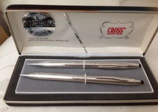 Cross Sterling Silver Ballpoint Pen And Pencil Set W/box