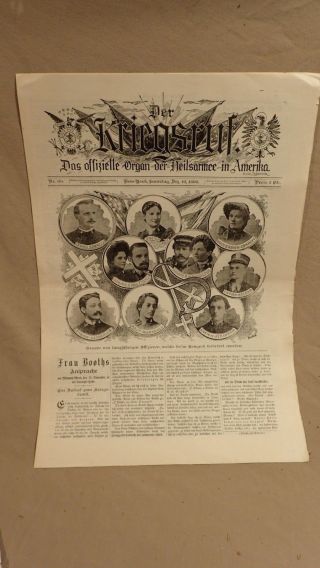 Dec 16 1893 Der Kriegsruf German Language Issue Salvation Army War Cry