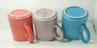 Vtg Set Of 3 Pastel Solid Japanese Stoneware Mugs Coffee Cups Id Stamped 12 Oz