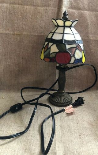 12 " Tiffany Style Stained Glass Accent Table Lamp Fruit Design Electric Euc