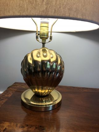 Vintage Brass Clam / Scallop Shell Hollywood Regency Style Table Lamp