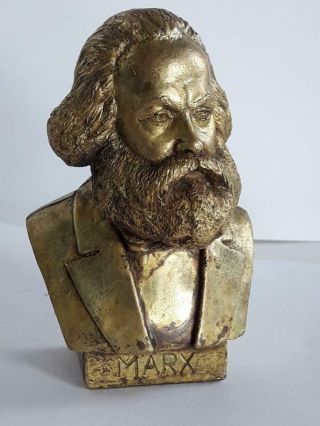 Rare German Politicial Economist Socialist Karl Marx Art Bronze Bust Figurine