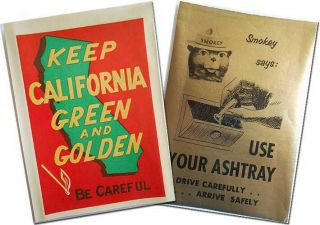 Smokey Bear Decal Sticker 1950s Gold Use Your Ash Tray Un - Circulated Us Ephemera
