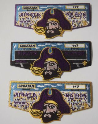 Croatan Lodge 117 Pirate Nation Ecu Order Of The Arrow Three Flap Set