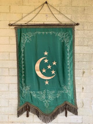 Antique Odd Fellows Ioof Rebekahs Moon And Stars Banner