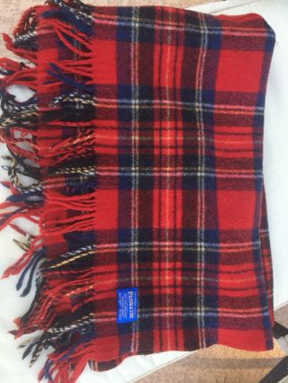 Pendleton Plaid 100 Pure Virgin Wool Blanket Red 64” X 47”